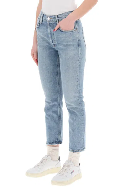 Shop Agolde High-waisted Straight Cropped Jeans In The In Blue