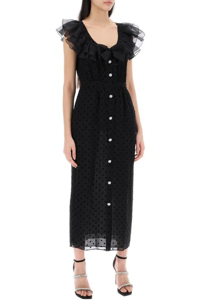 Shop Alessandra Rich "polka Dot Midi Dress In Ge In Black
