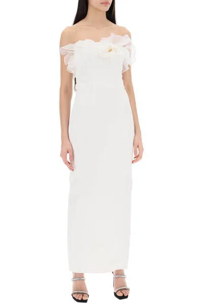Shop Alessandra Rich Strapless Dress With Organza Details In White