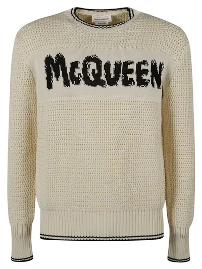 Shop Alexander Mcqueen Sweaters In Vanilla/black