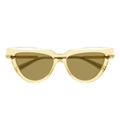 Bottega Veneta Logo Metal Alloy & Acetate Cat-eye Sunglasses In Yellow