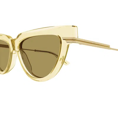 Bottega Veneta Logo Metal Alloy & Acetate Cat-eye Sunglasses In Yellow