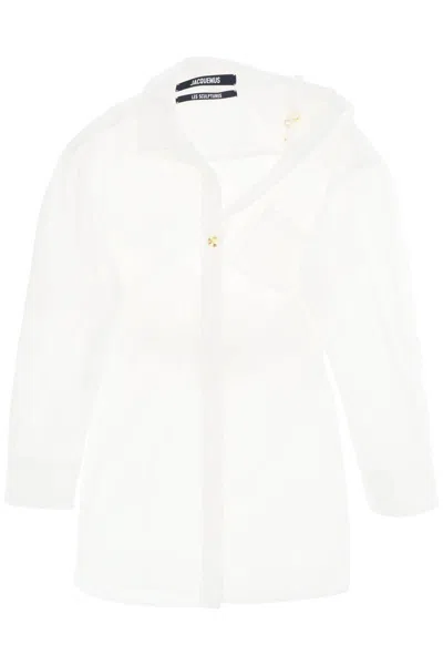 Shop Jacquemus "the Mini Shirt Dress Chemise G In White