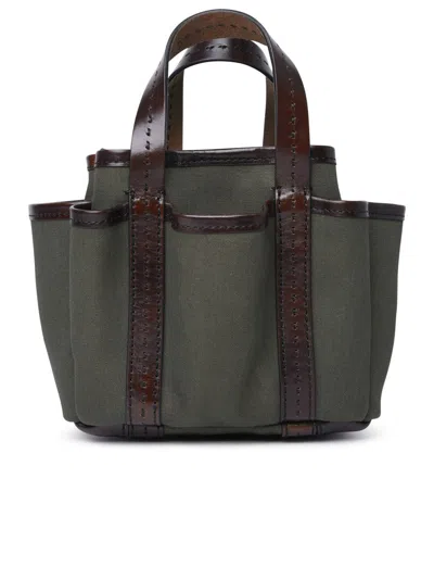 Shop Max Mara 'giardiniera' Mini Bag In Green Cotton