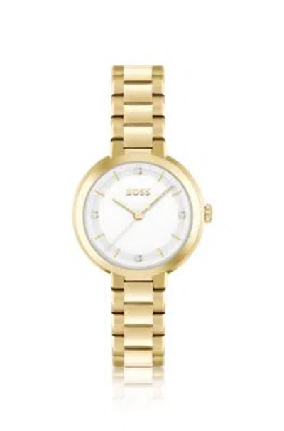 Hugo Boss Link-bracelet Watch With Silver-white Crystal-studded Dial Women's Watches In Assorted-pre-pack