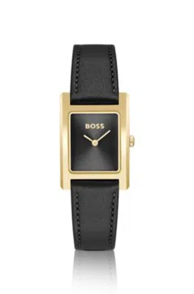 Shop Hugo Boss Leather-strap Watch With Brushed Black Dial Women's Watches In Assorted-pre-pack