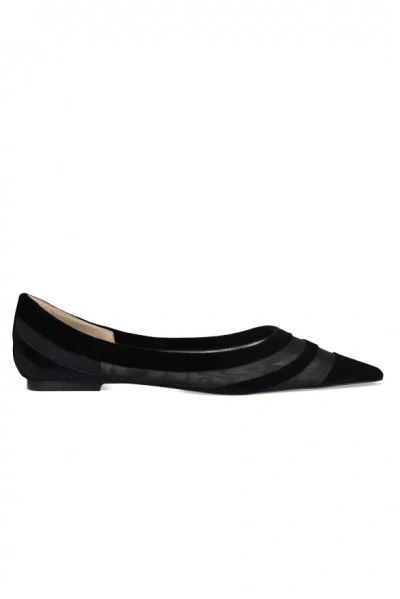 Jimmy Choo Love Tulle-trimmed Velvet Ballet Flats