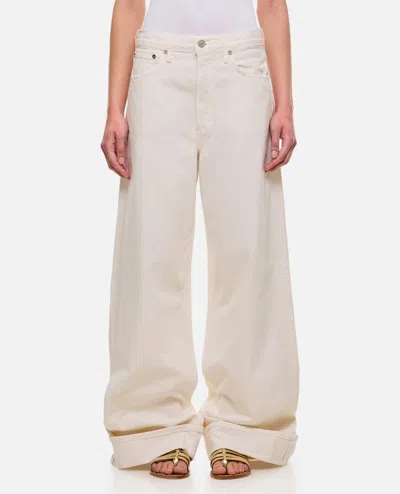 Shop Agolde Dame Denim Pants In White