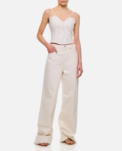 Shop Agolde Dame Denim Pants In White