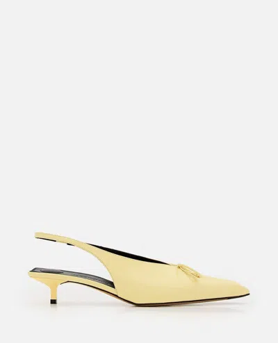 Shop Jacquemus Les Cubisto B Leather Slingback Heels In Yellow