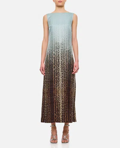 Fendi Silk Midi Dress With Gradient Design In Sky Blue