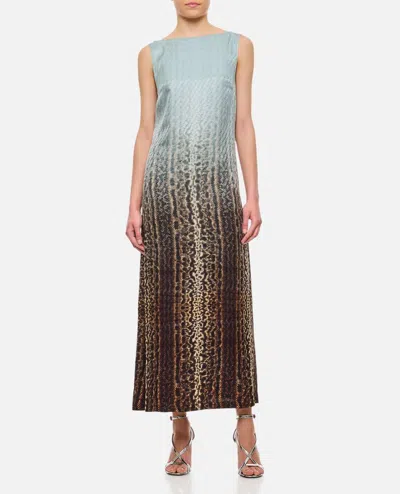 Fendi Silk Midi Dress With Gradient Design In Sky Blue