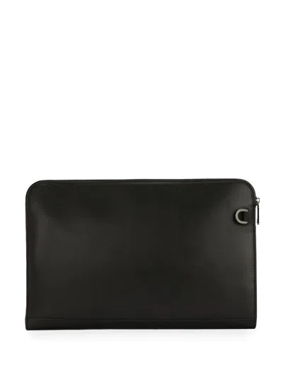 Shop Dolce & Gabbana Embossed Logo Clutch Bag In Black
