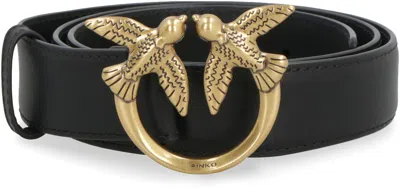 Shop Pinko Logo Buckle Leather Belt In Black