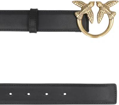 Shop Pinko Logo Buckle Leather Belt In Black