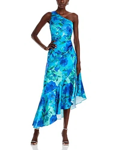 Shop Eliza J Asymmetric One Shoulder Dress In Turquoise
