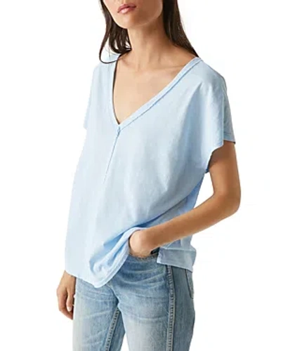 Shop Michael Stars Lizzy V Neck Cotton Tee In Water