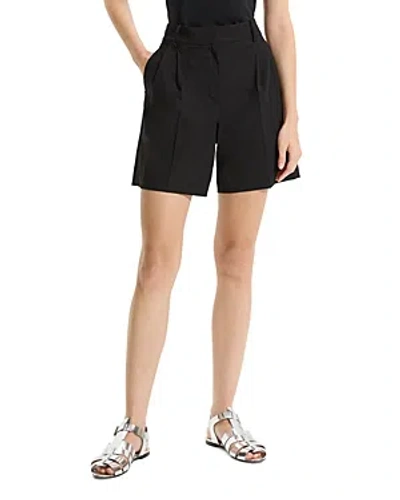 Shop Theory Double Pleated Shorts In Black