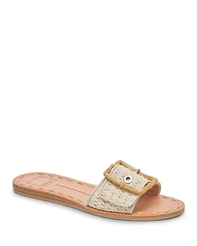 Shop Dolce Vita Women's Dasa Slip On Buckled Slide Sandals In Sandstone Knit
