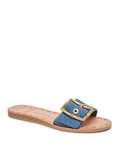Shop Dolce Vita Women's Dasa Slip On Buckled Slide Sandals In Blue Denim