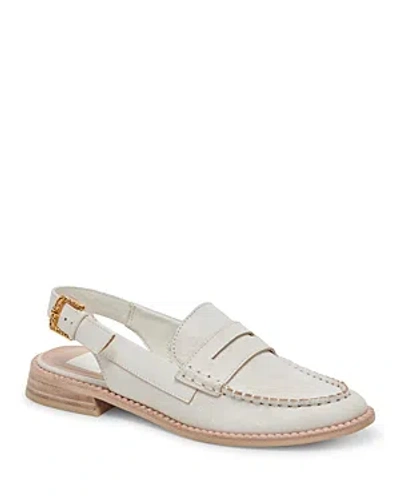 Shop Dolce Vita Women's Hardi Slip On Slingback Loafer Flats In White Crackled Leather