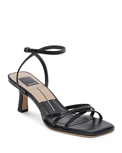 Shop Dolce Vita Women's Manji Ankle Strap High Heel Sandals In Midnight Patent Leather