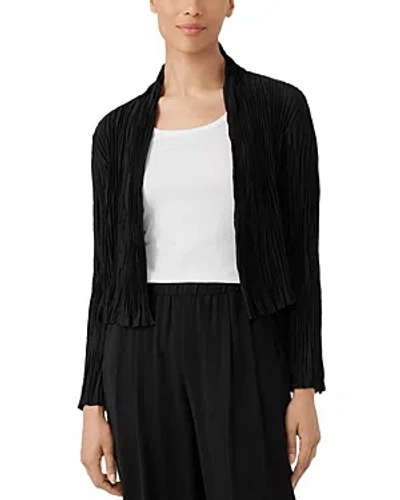 Shop Eileen Fisher High Collar Silk Jacket In Black