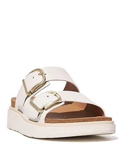 Shop Fitflop Women's Gen-ff Buckle Two Bar Leather Slides In Urabn White