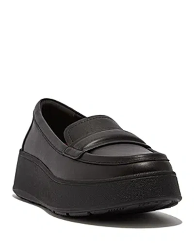 Shop Fitflop Women's F-mode Almond Toe Platform Loafers In All Black