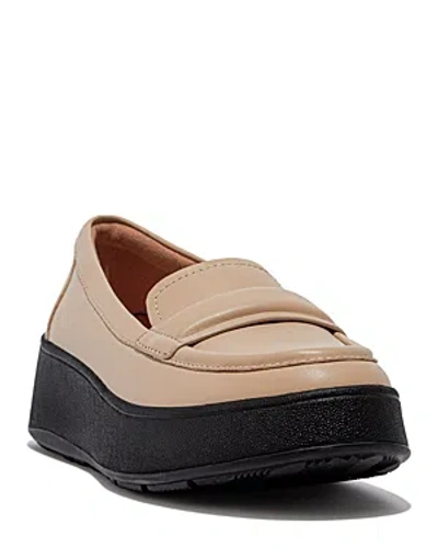 Shop Fitflop Women's F-mode Almond Toe Platform Loafers In Latte Beige