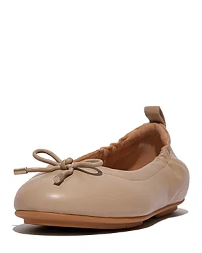 Shop Fitflop Women's Allegro Almond Toe Bow Detail Ballet Flats In Latte Beige