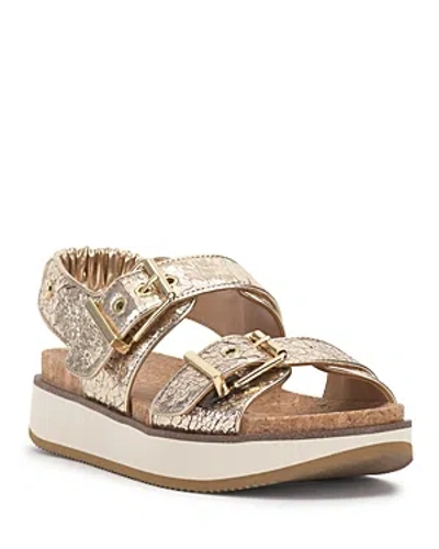 Shop Vince Camuto Women's Anivay Slip On Buckled Slingback Sandals In Gold