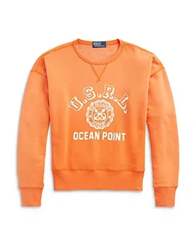 Shop Polo Ralph Lauren Vintage Fit Fleece Graphic Sweatshirt In Orange