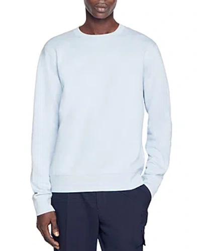Shop Sandro Crewneck Cotton Sweatshirt In Sky Blue