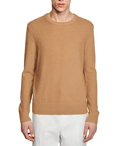 Shop Sandro Rice Crewneck Sweater In Camel