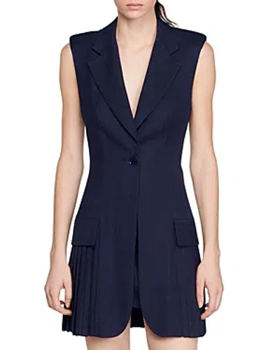 Shop Sandro Carine Sleeveless Blazer Mini Dress In Deep Blue