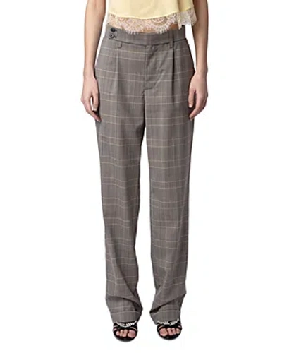 Shop Zadig & Voltaire Pura Checked Wool Pants In Gris