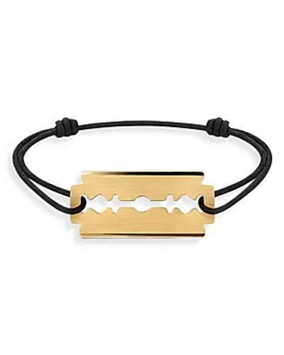 Shop Dinh Van 18k Yellow Gold Lame De Rasoir Razor Blade Charm Large Adjustable Cord Bracelet In Gold/black
