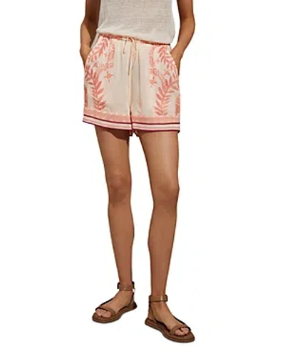 Shop Reiss Chloe Drawstring Pants In Cream/coral