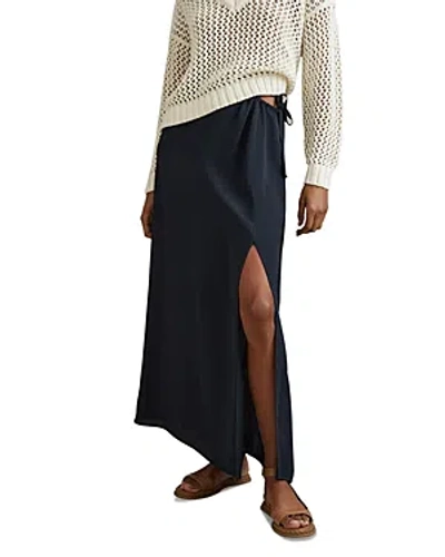 Shop Reiss Esme Side Slit Maxi Skirt In Navy