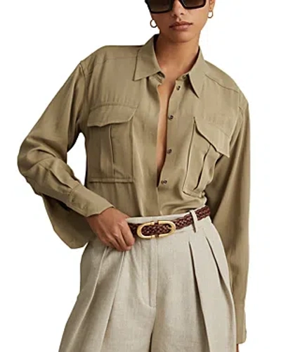 Shop Reiss Isador Relaxed Shirt In Khaki