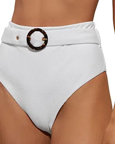 Shop Reiss Danielle Belted High Waist Bikini Bottom In White