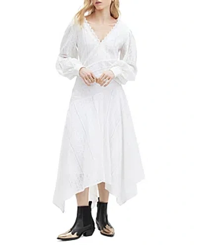Shop Allsaints Avianna Broderie Handkerchief Hem Dress In Off White