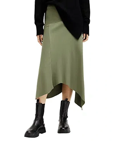Shop Allsaints Gia Asymmetric Skirt In Grass Green