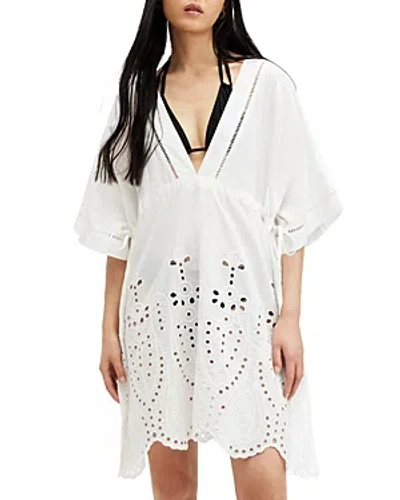 Shop Allsaints Avalon Cotton Eyelet Cover-up Tunic In Chalk White
