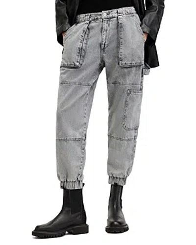 Shop Allsaints Mila Denim Utility Jeans In Washed Grey