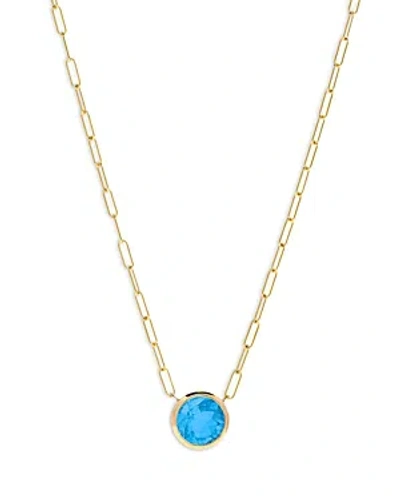 Shop Bloomingdale's Blue Topaz Pendant Necklace In 14k Yellow Gold, 16 - 100% Exclusive In Blue Topaz/gold