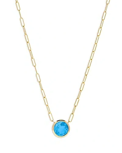 Bloomingdale's Blue Topaz Pendant Necklace In 14k Yellow Gold, 16 In Blue Topaz/gold