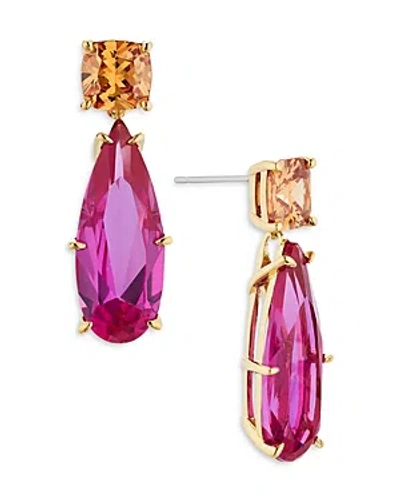 Shop Nadri Watercolor Pear Drop Earrings In 18k Gold Plated In Pink/orange