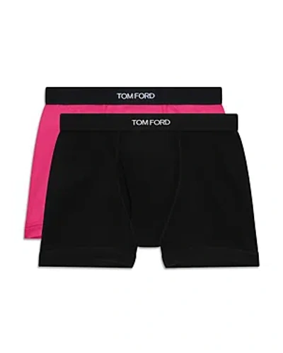Shop Tom Ford Cotton Blend Boxer Briefs, Set Of 2 In Pink/black